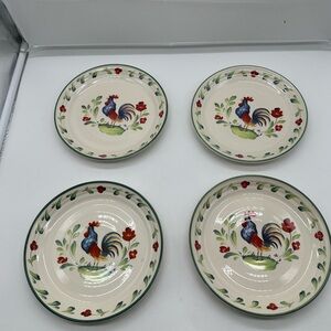 4 Vintage International Tableworks Provence Rooster Stoneware #33 Salad Plates